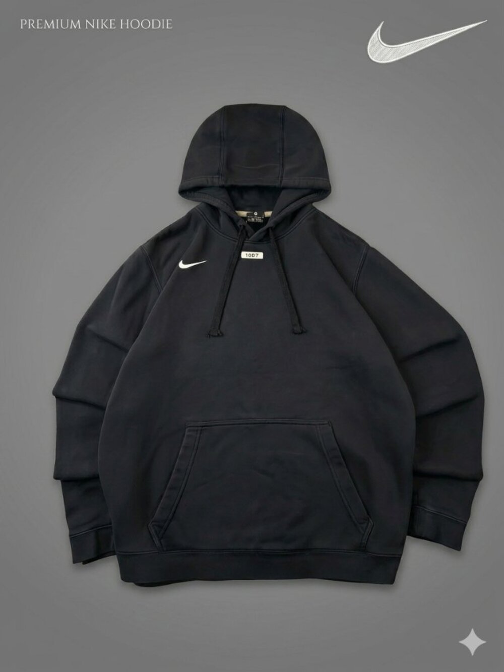 Nike Team Club Fleece Pullover Hoodie - Black / White Embroidered Swoosh